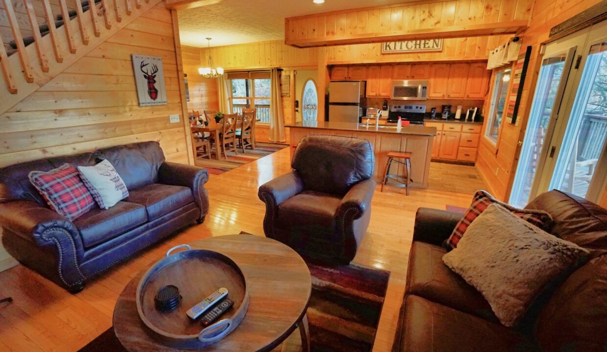 Living Room at Hoedown Hideaway  Pigeon Forge cabin Airbnb VRBO Book Direct