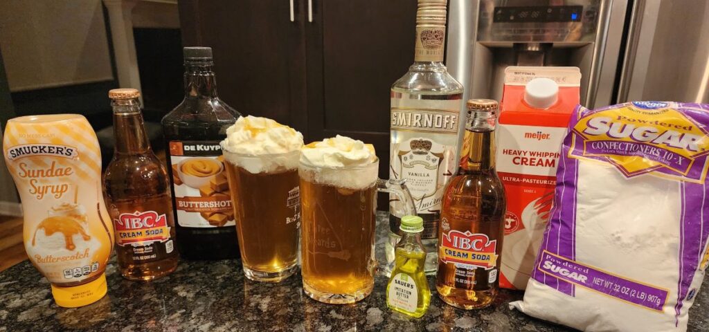 Spirited Butterbeer with ingredients